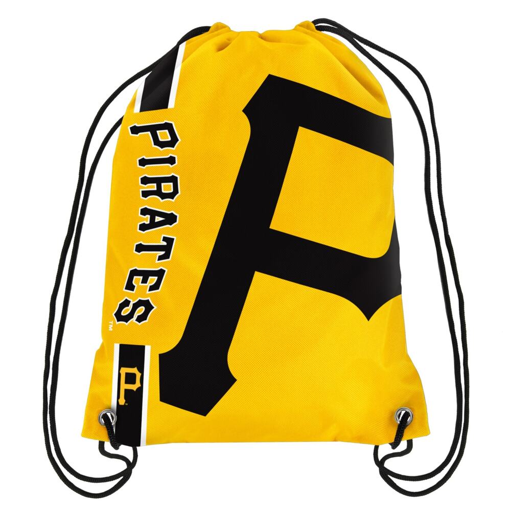 MLB Pittsburgh Pirates Drawstring Backpack New Nylon Retro Black Logo Cinch